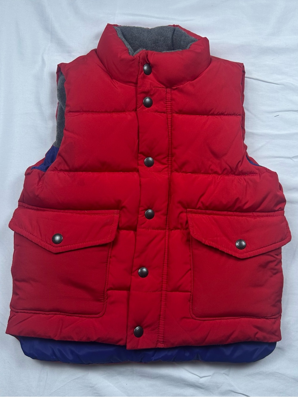Baby Gap Red/Navy Blue Primaloft Puffer Vest w/ Full Zipper & Snap Buttons 4T